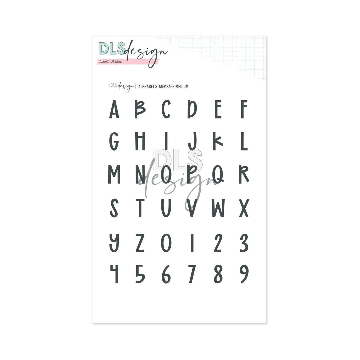 Clear Stamp Alphabet Sage Medium