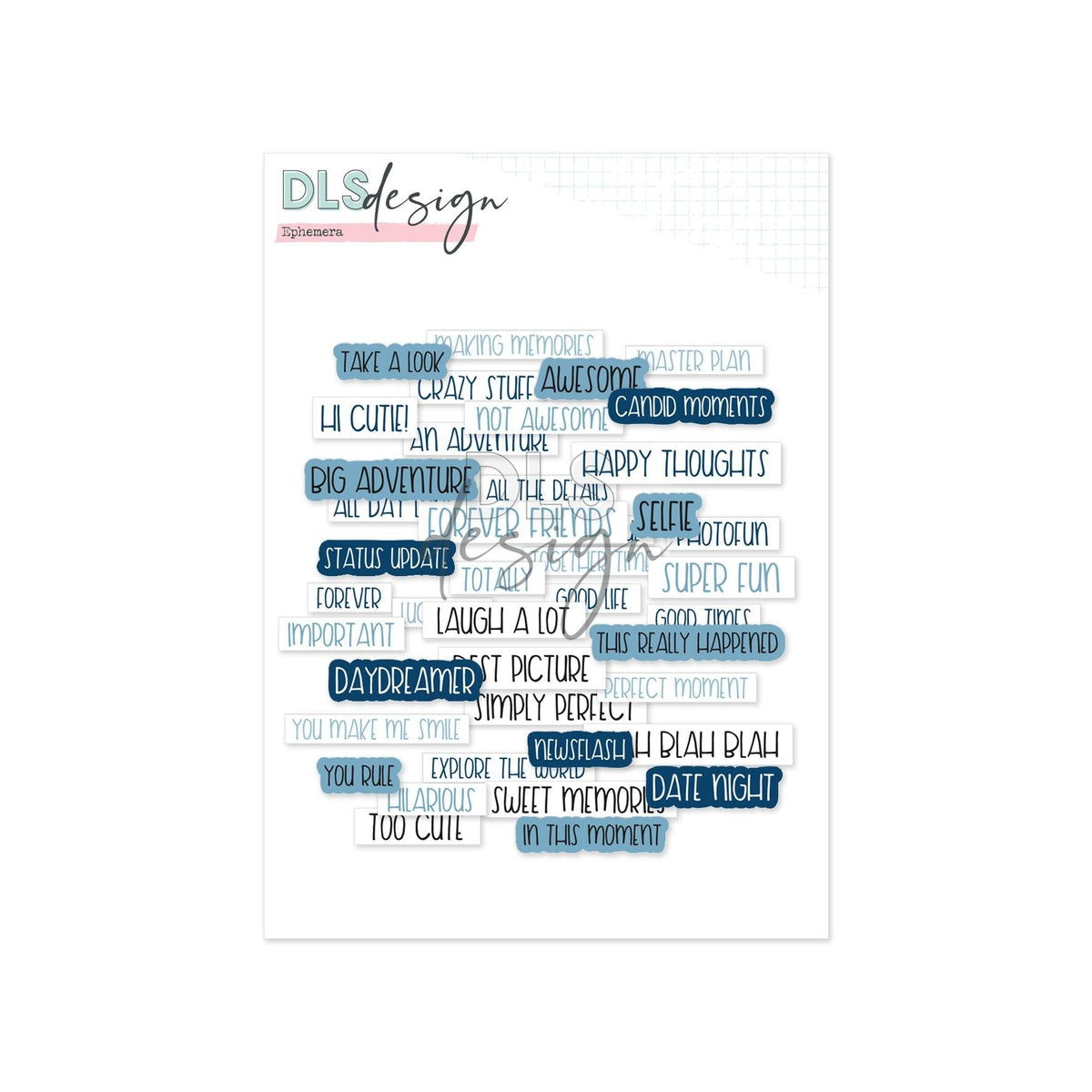 Ephemera Words Navy & Powder Blue