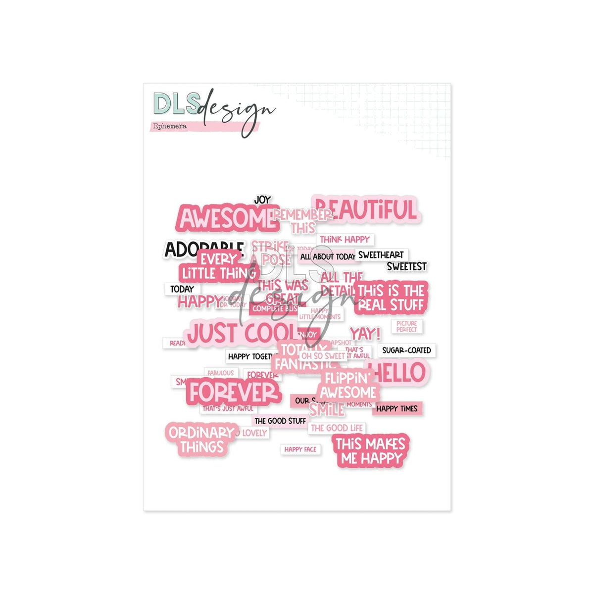 Ephemera Words Pink