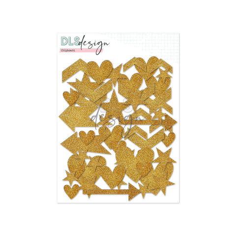 Gold Glitter chipboard shapes - DLS Design