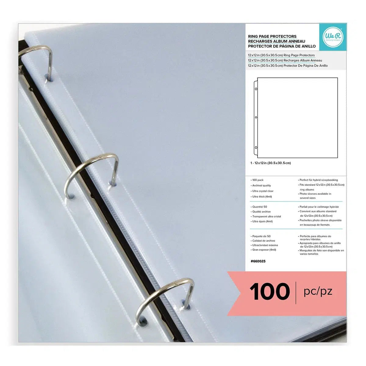 Page Protectors 12x12" Single pocket (100)