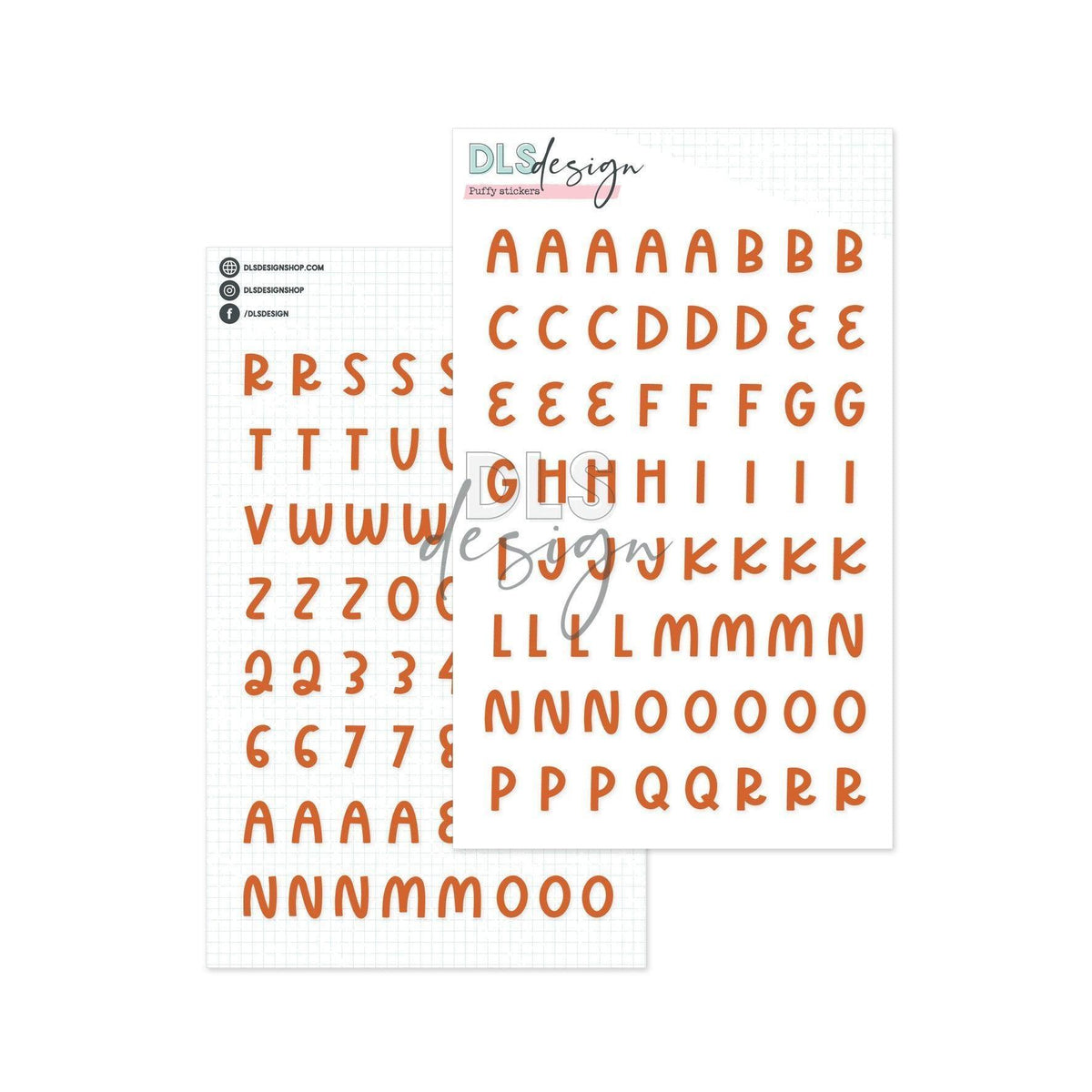 Puffy Stickers Alphabet Candy Rust