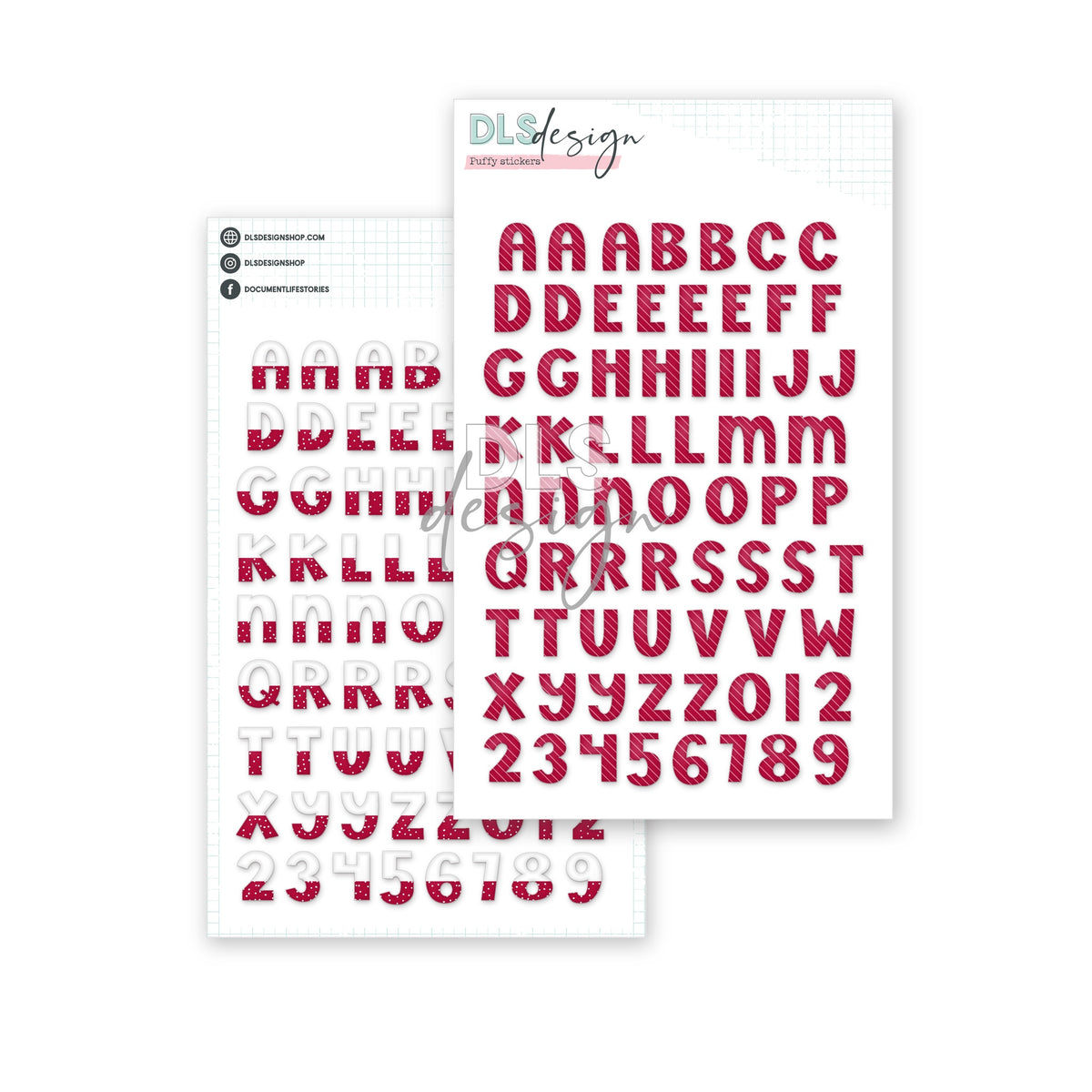 Puffy Stickers Alphabet Riley Cherry Wine