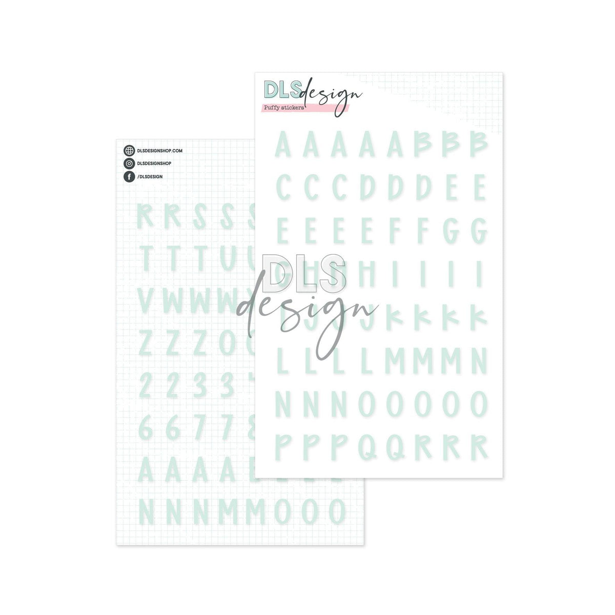 Puffy Stickers Alphabet Sage Seafoam