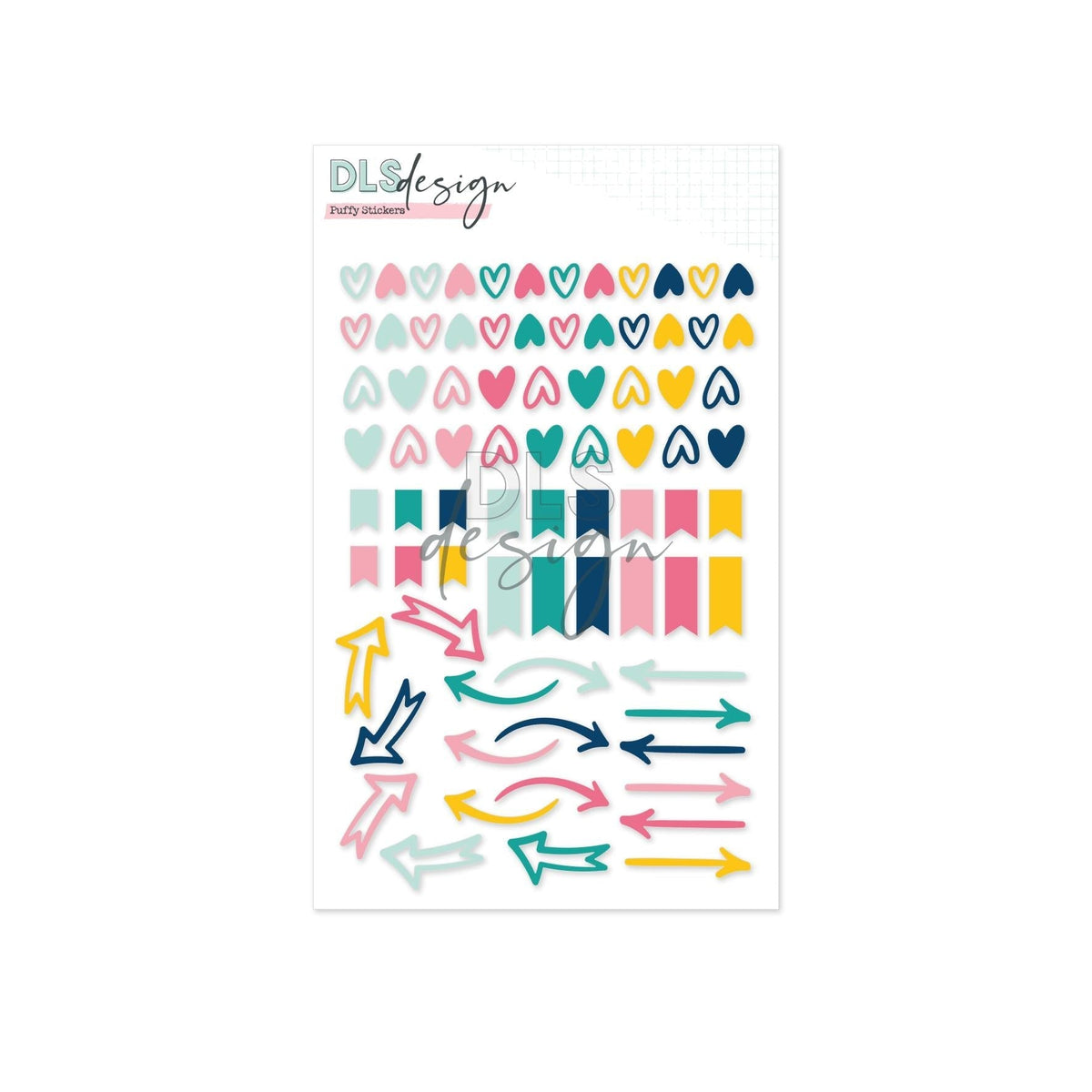 Puffy Stickers Hearts, Flags & Arrows
