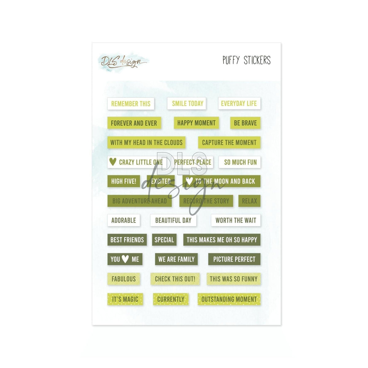 Puffy Stickers Words Green