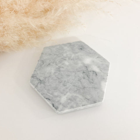 Wax Seal Marble Coaster Hexagon - Grey