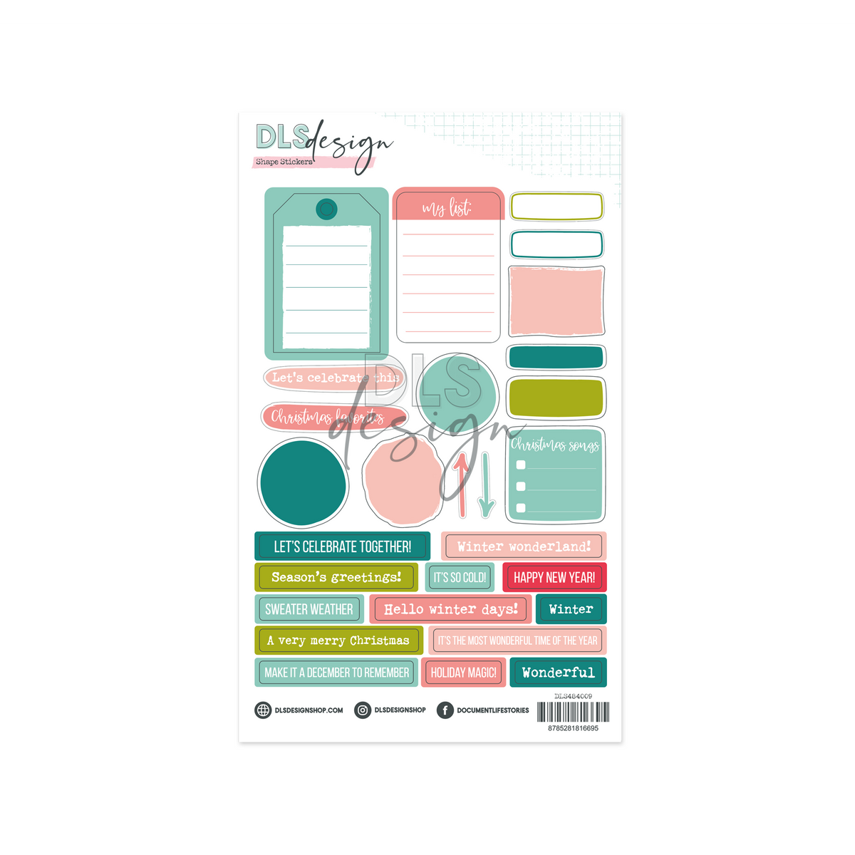 Writable Shape Stickers December Stories Journaling