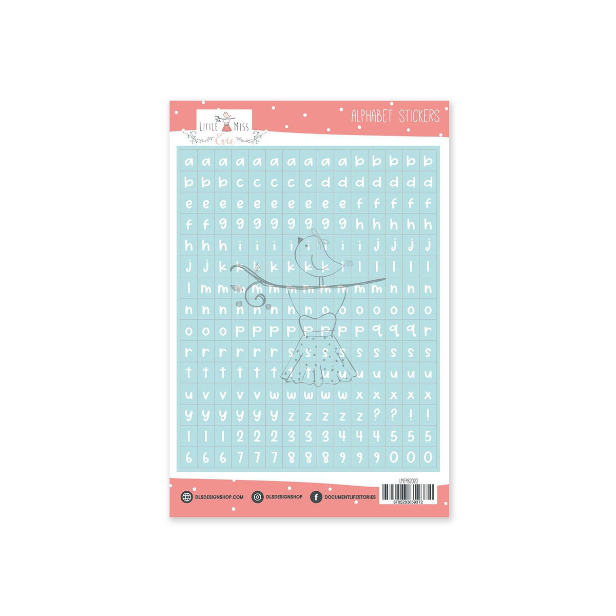 Alphabet Stickers Jade Sky Blue