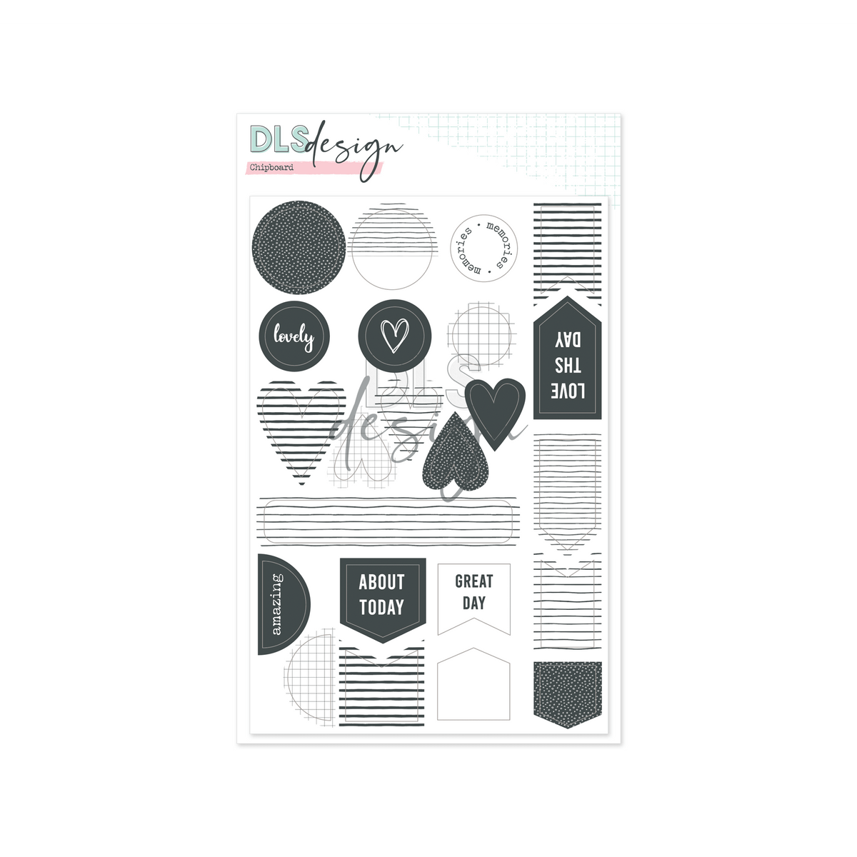 Chipboard Essential Shapes Grey and White