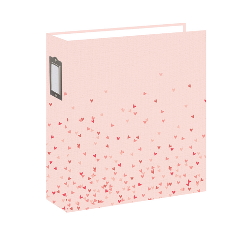 Chipboard album 6x8 Wide Spine Coral Hearts