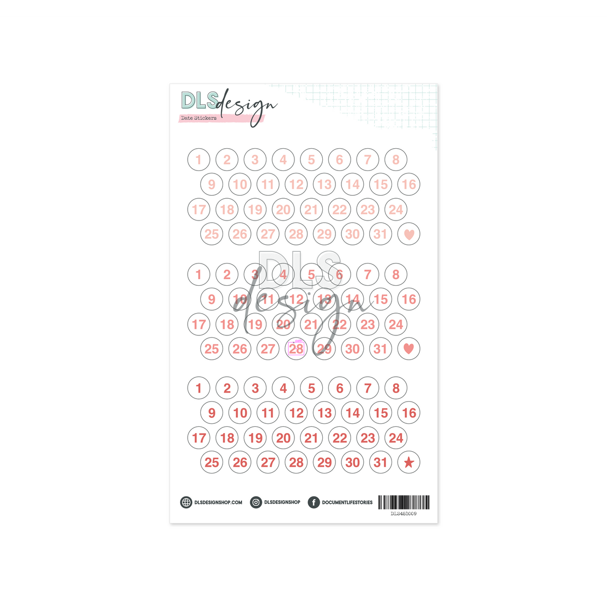Clear Date Stickers Coral 2