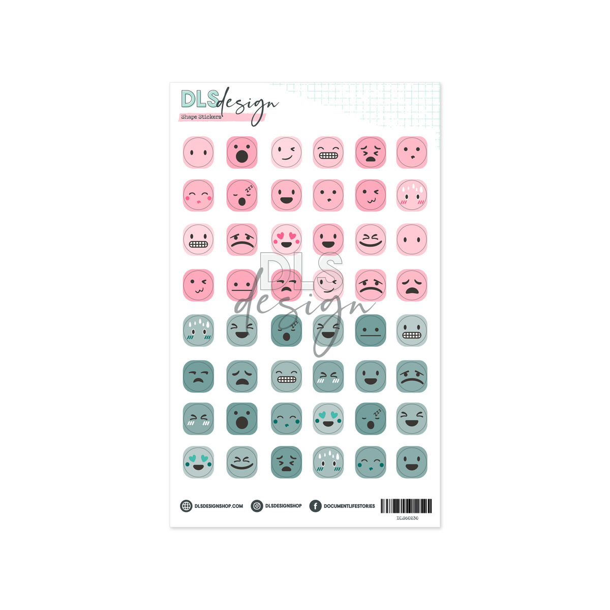 Clear Shape Stickers Emoji Pink & Peacock