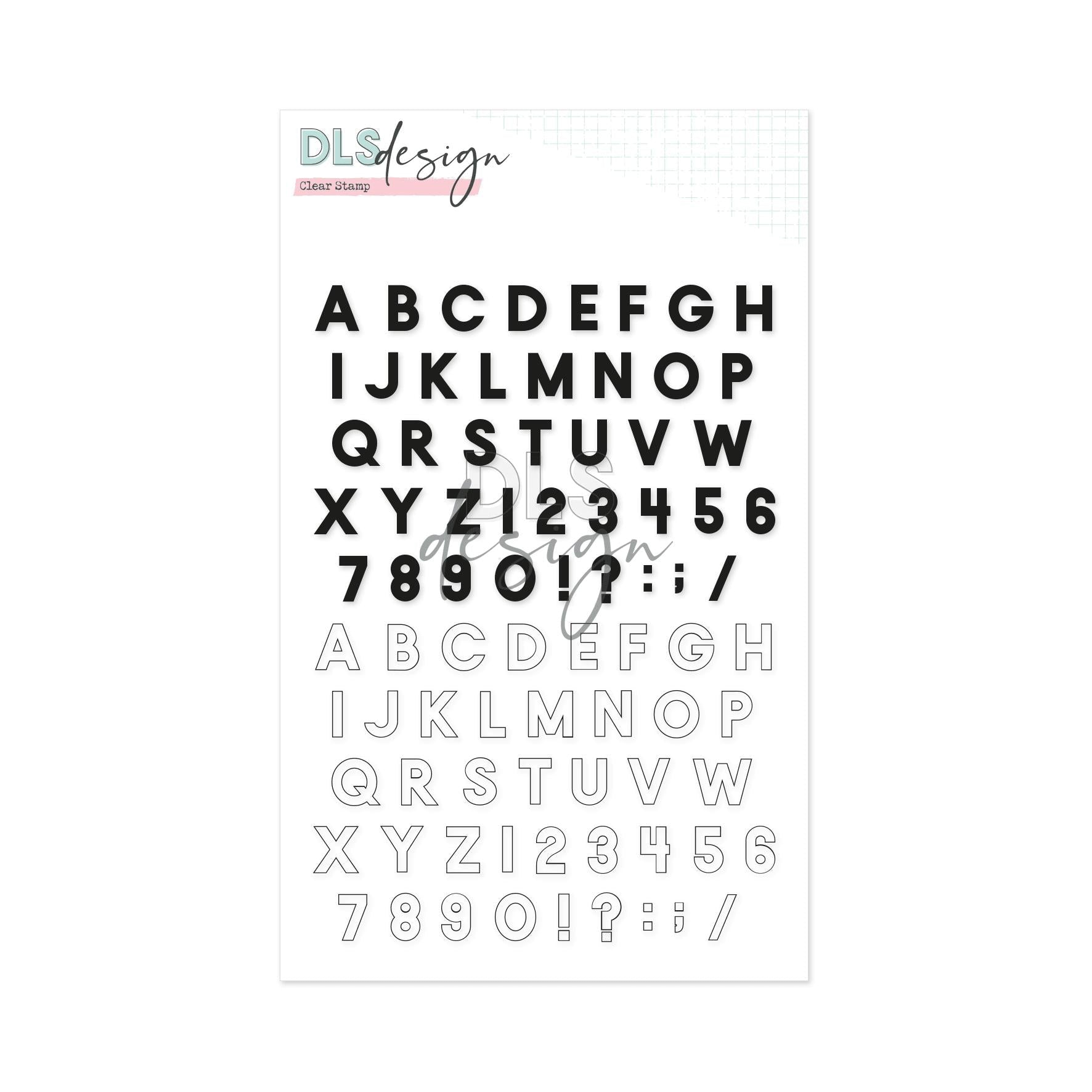 Clear Stamp Alphabet Jaxon Small Outline & Solid – DLS Design
