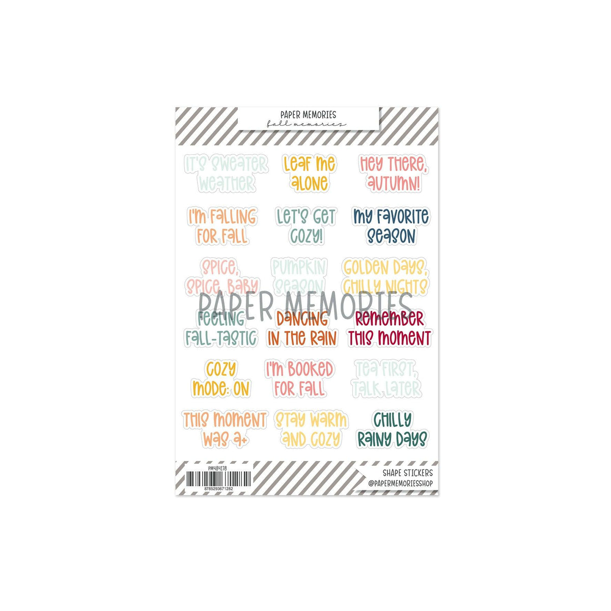 Contour Word Stickers Fall Memories