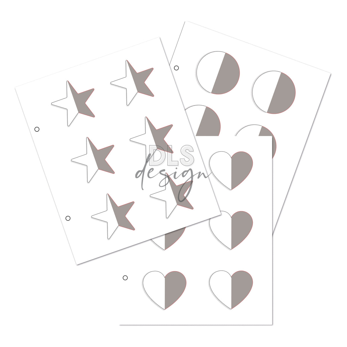 Cut file Trio December Stories Insert - Star, Heart & Circle download