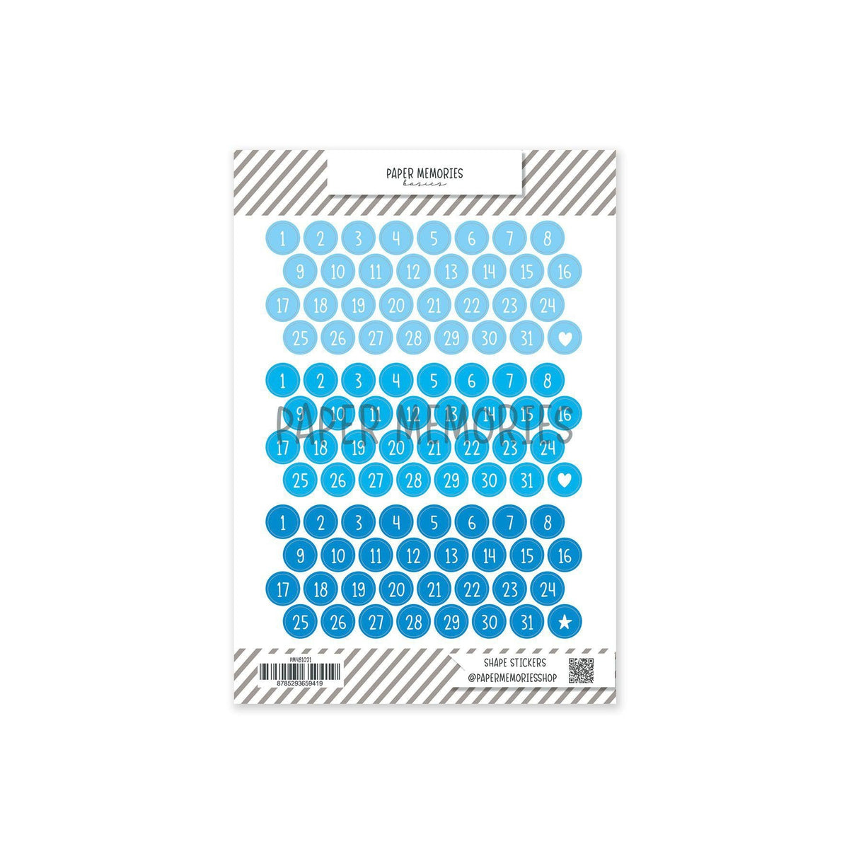Date Stickers Azure Trio