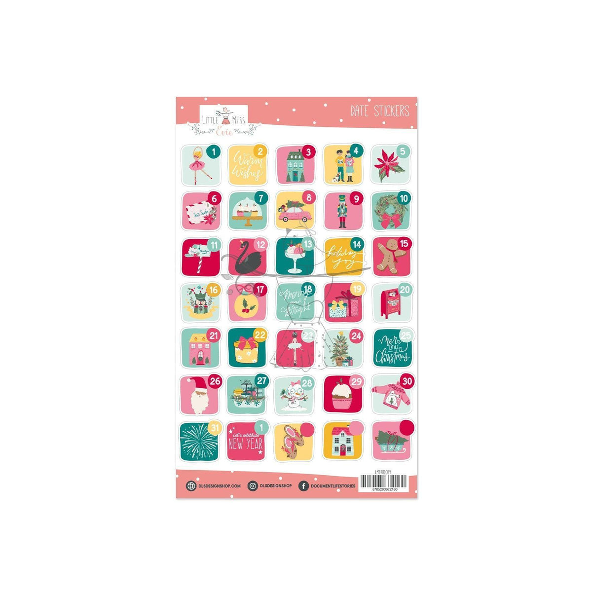 Date Stickers December Stories Shapes