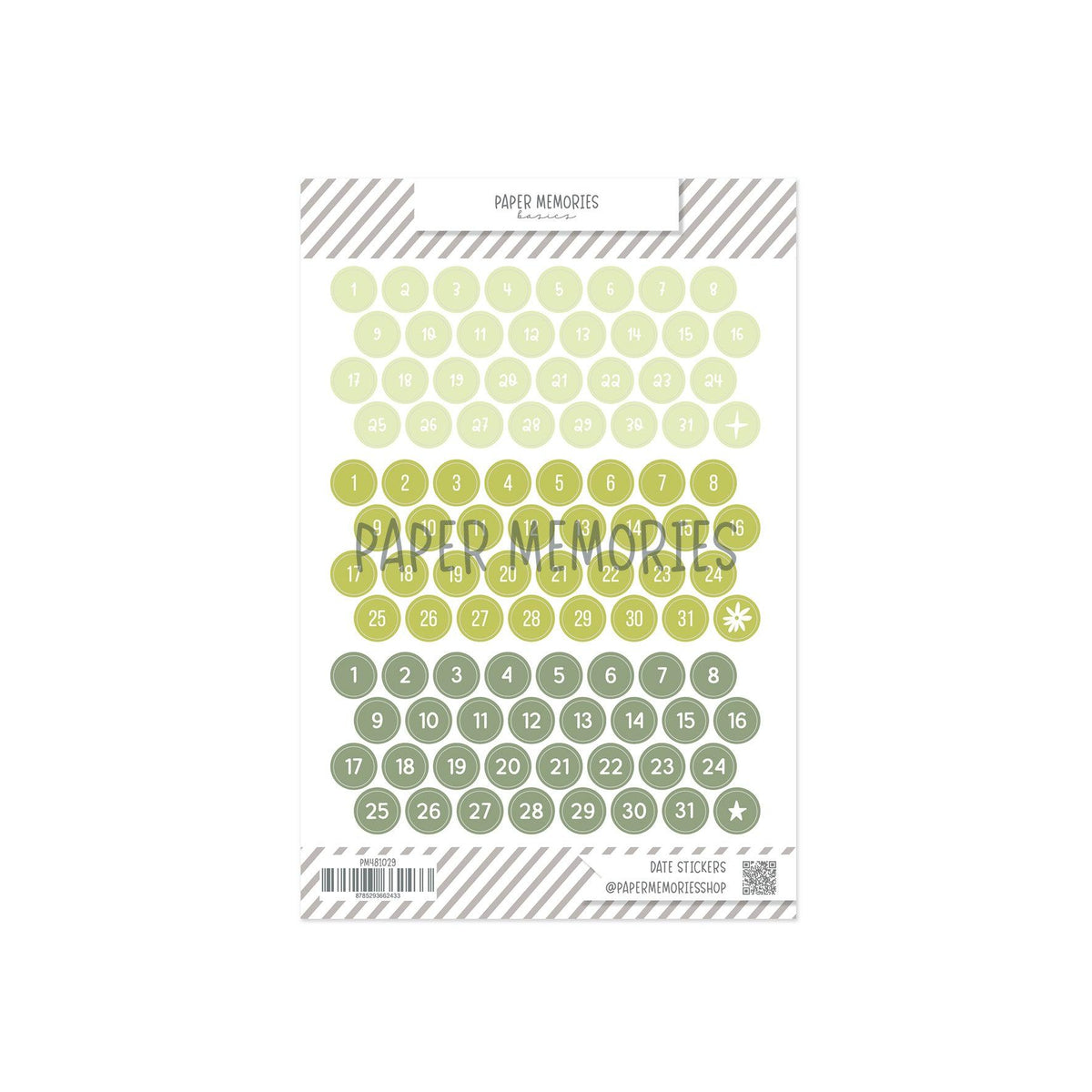 Date Stickers Green Trio
