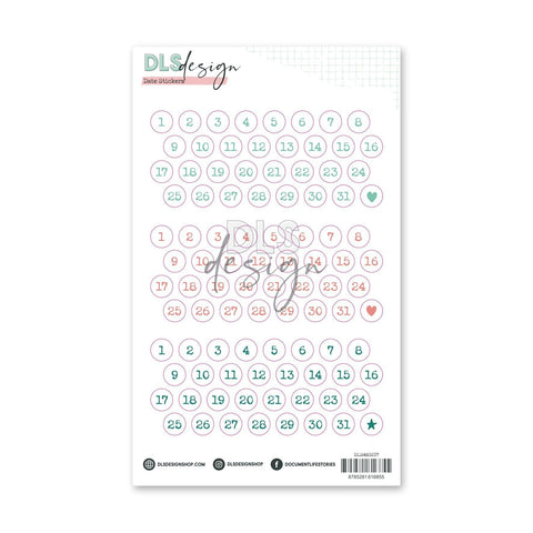 Date Stickers Mint, Coral Reef & Peacock
