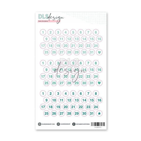Date Stickers Mint, Turquoise & Peacock