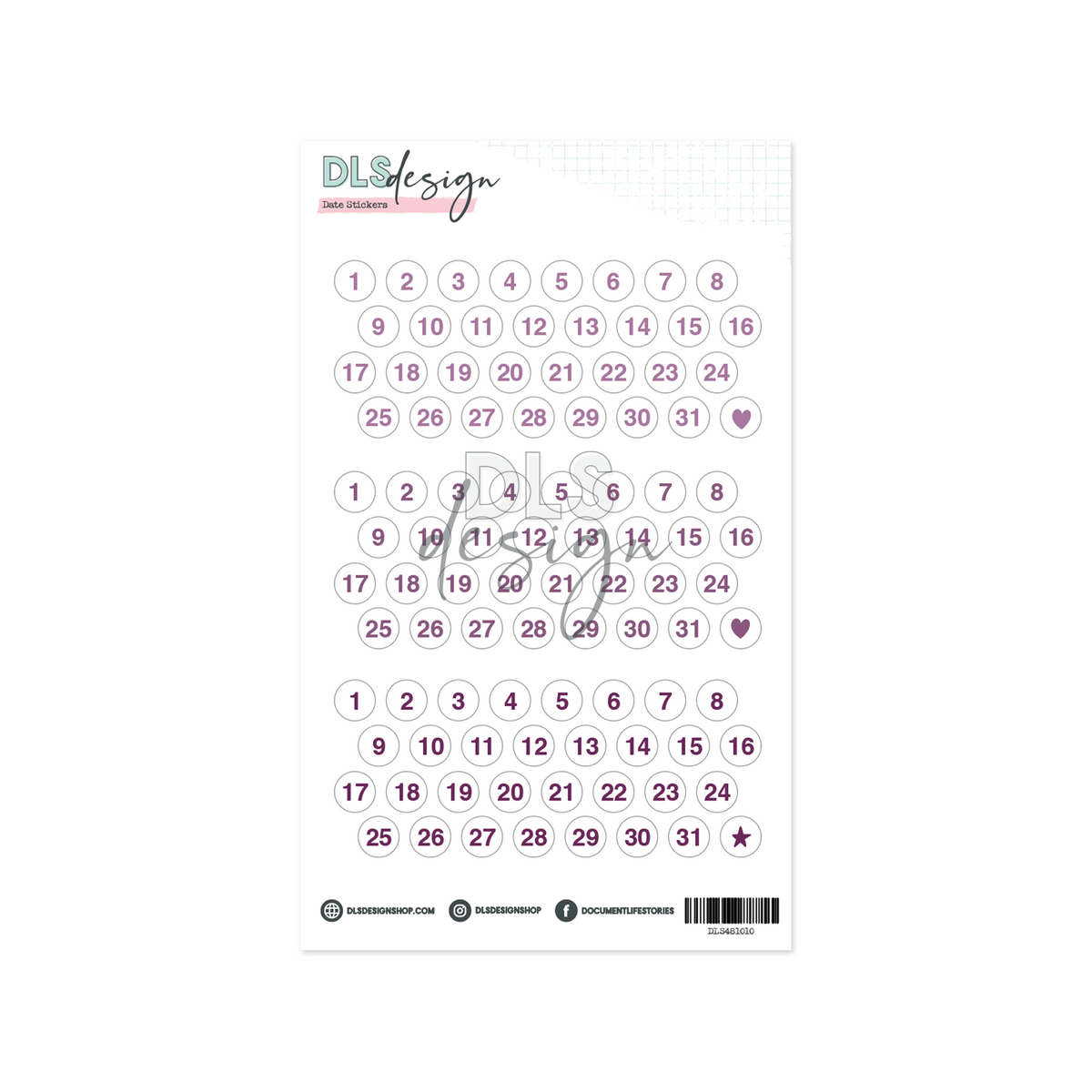 Date Stickers Purple