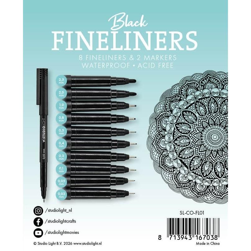 Fineliners and Markers Set Black