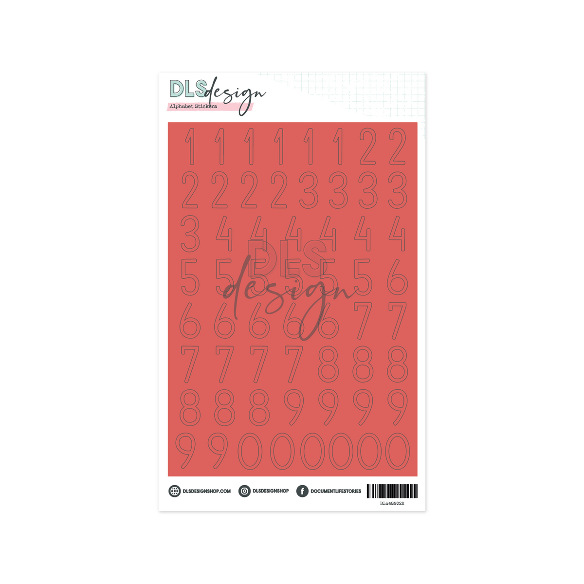 Number Stickers Big Chloe Deep Coral