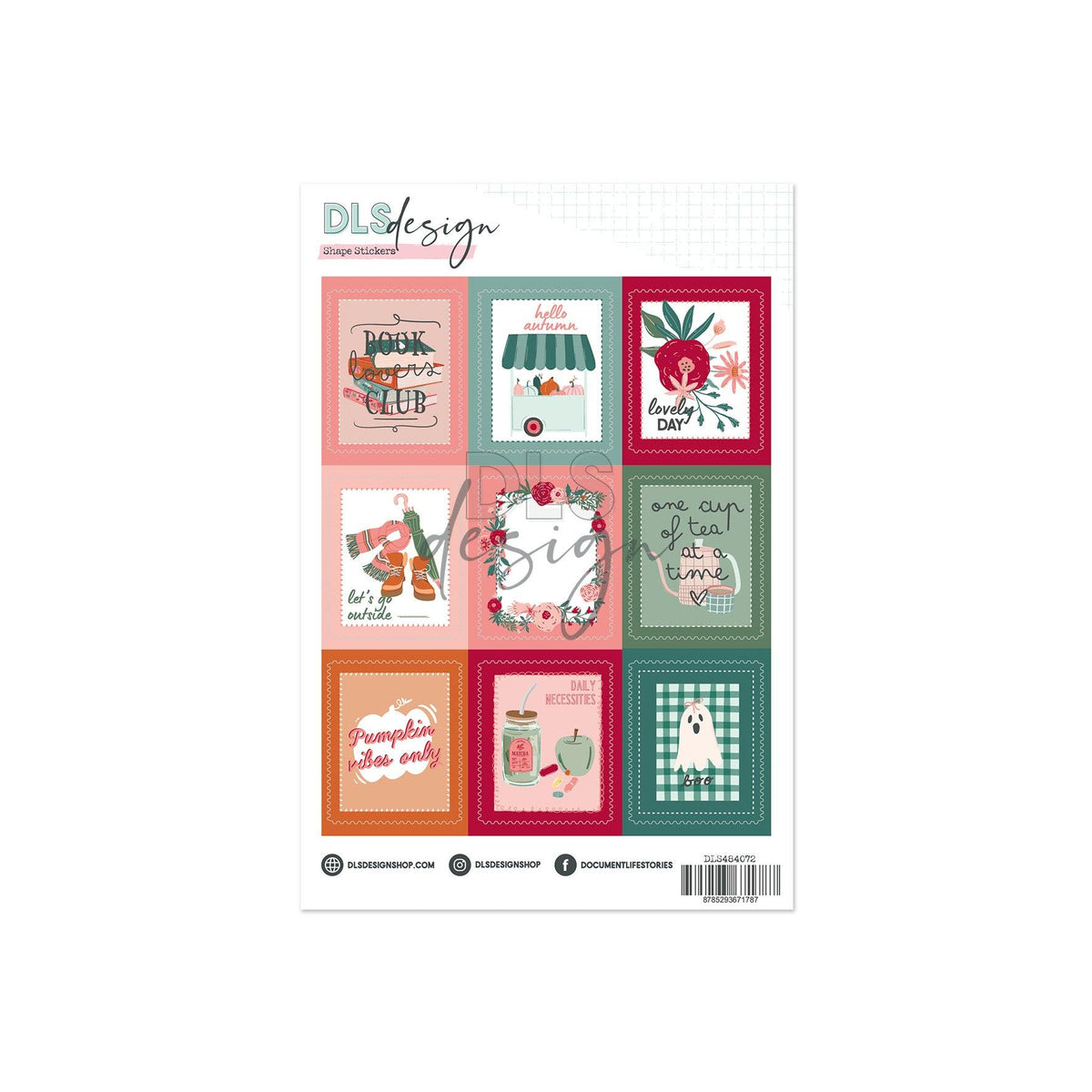 Postage Stamp Shape Stickers Eighteen Pages of Time