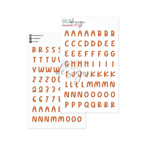 Puffy Stickers Alphabet Candy Rust