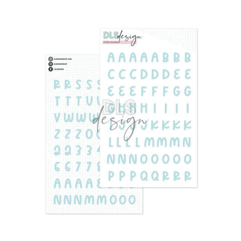 Puffy Stickers Alphabet Candy Sky Blue