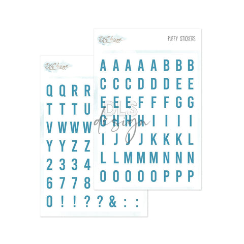 Puffy Stickers Alphabet Essentials Gilmo Blue - DLS Design