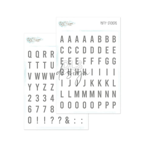 Puffy Stickers Alphabet Essentials Gilmo Grey - DLS Design