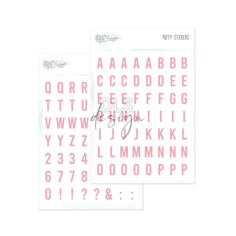 Puffy Stickers Alphabet Essentials Gilmo Pink - DLS Design