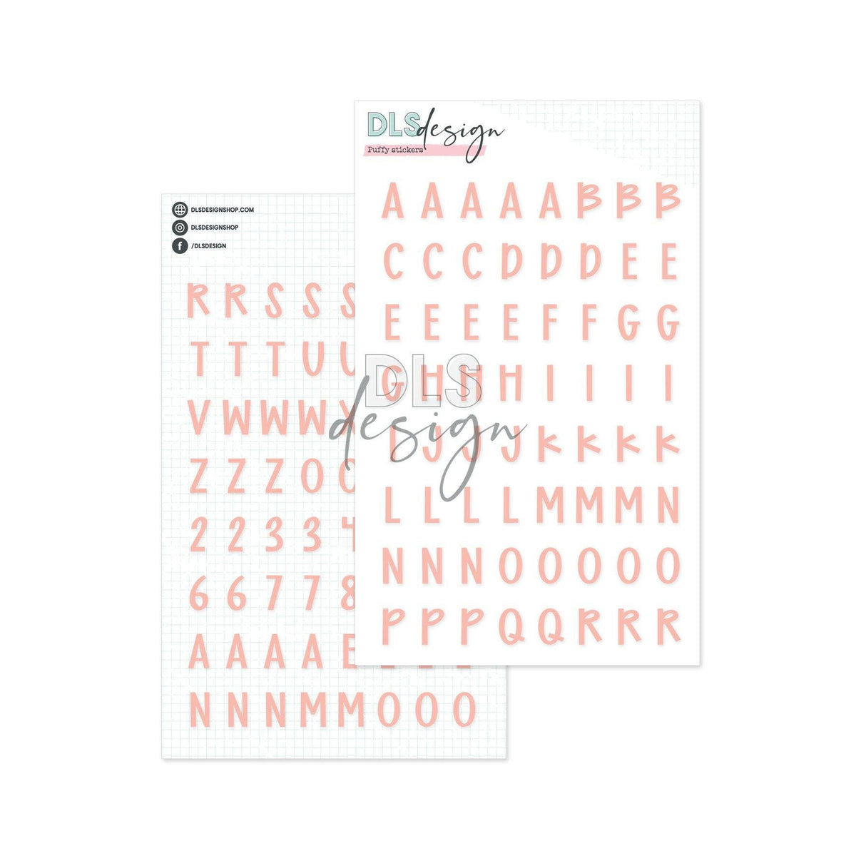 Puffy Stickers Alphabet Sage Coral