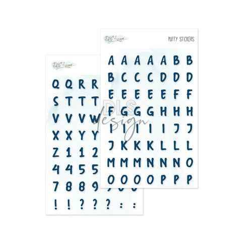 Puffy Stickers Alphabet Tess Navy - DLS Design