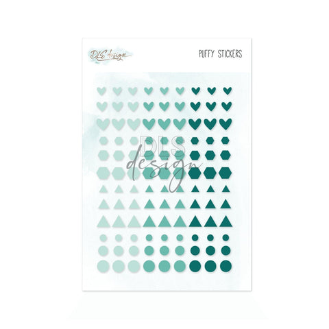 Puffy Stickers Essentials Shapes Teal - DLS Design