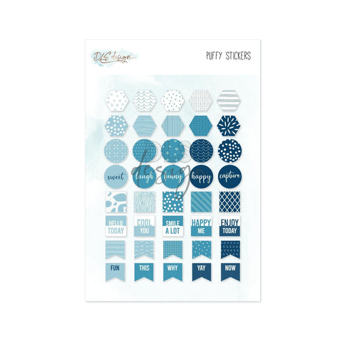 Puffy Stickers Flags Blue - DLS Design