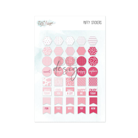 Puffy Stickers Flags Pink - DLS Design