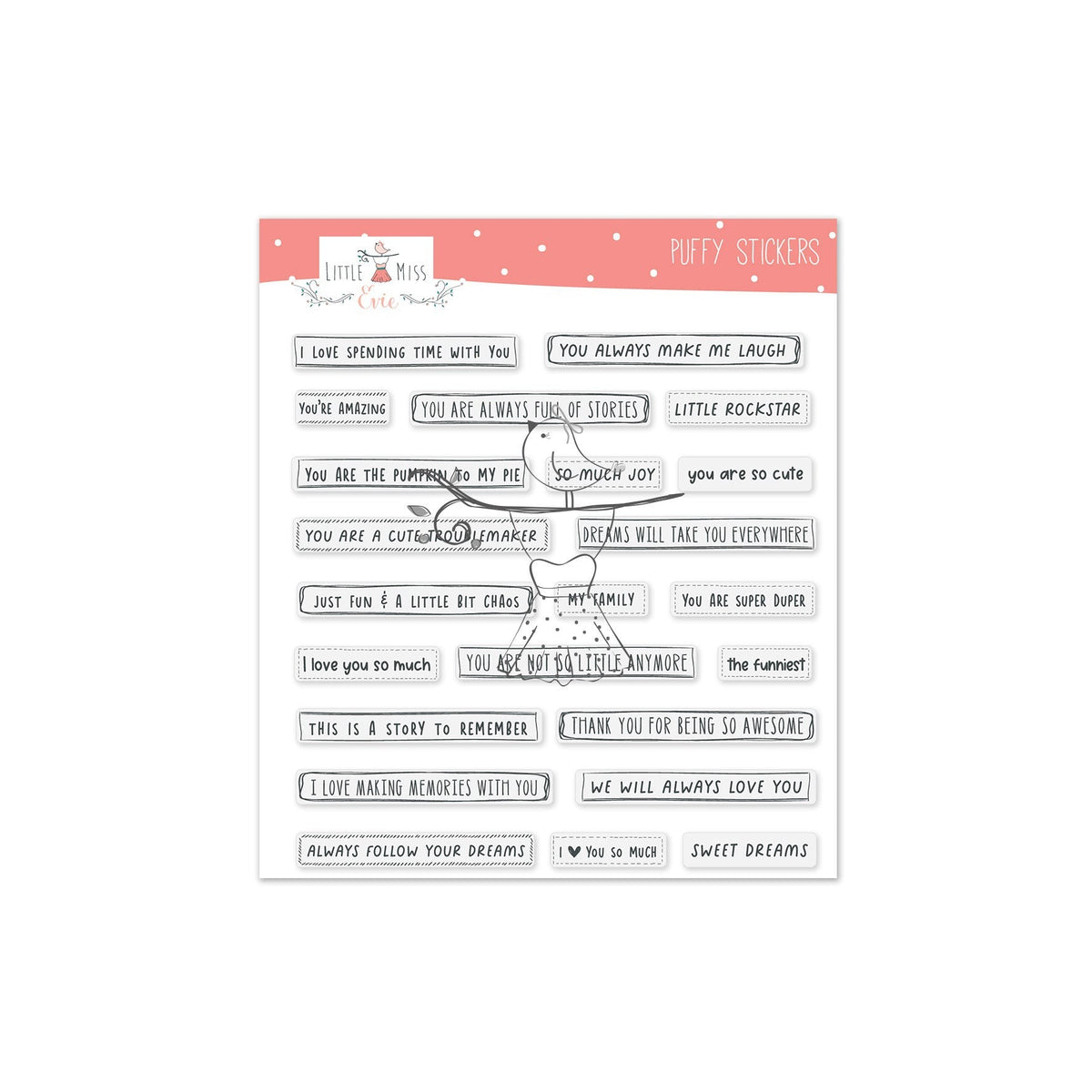 Puffy Stickers Lovely Sayings