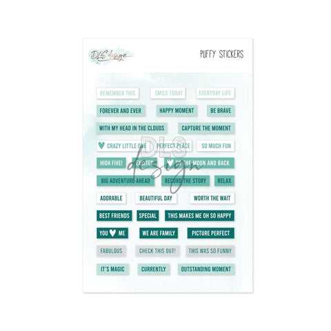 Puffy Stickers Words Teal - DLS Design
