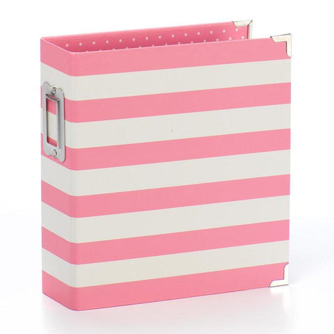 Striped chipboard album 6x8 Pink