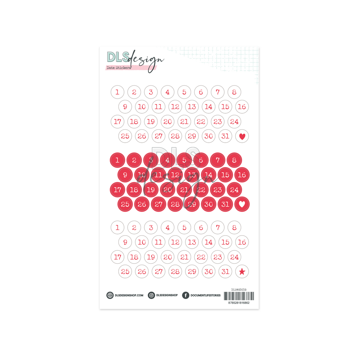 Vinyl Date Stickers Bright Red