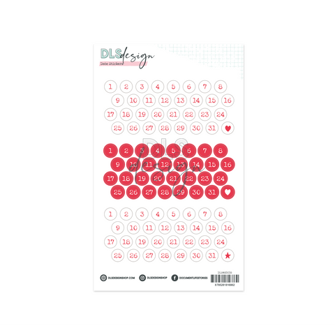 Vinyl Date Stickers Bright Red