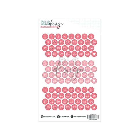 Vinyl Date Stickers Diap Pink & Hot Pink