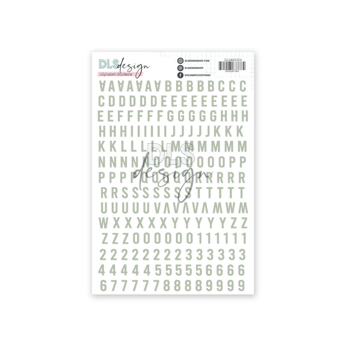 Vinyl Mini Contour Alphabet Stickers Gilmo Soft Sage