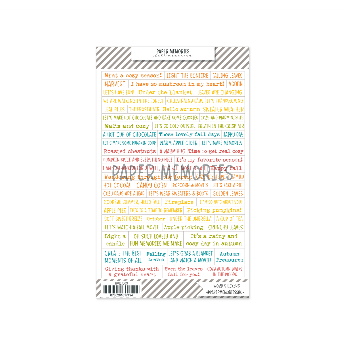 Vinyl Word Stickers Fall Memories ENG