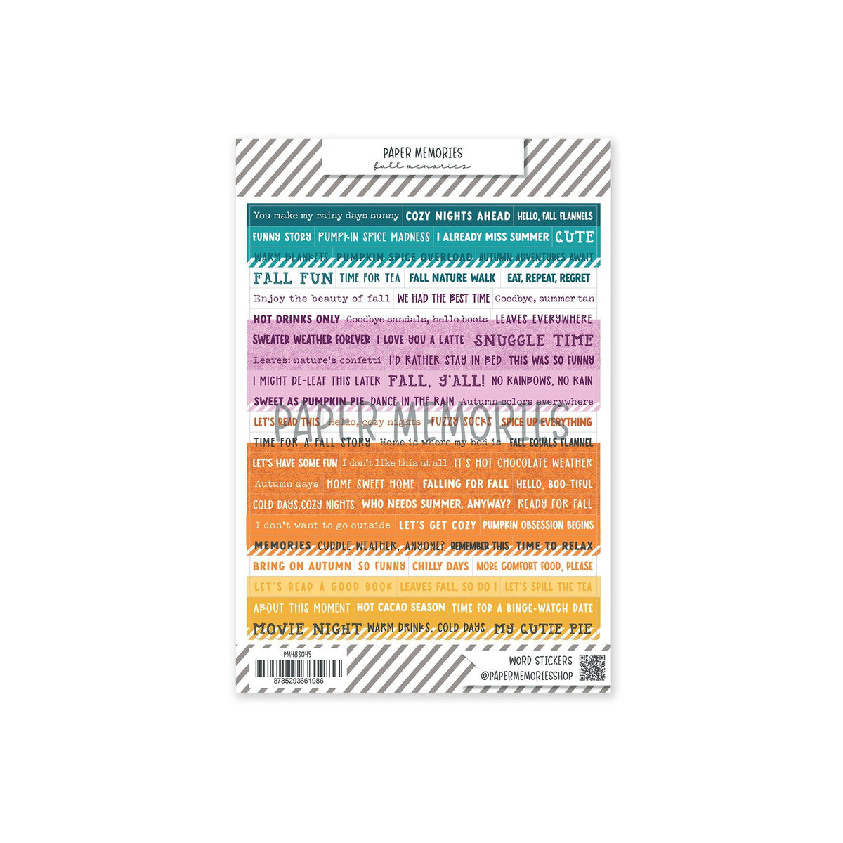 Word Stickers Fall Memories