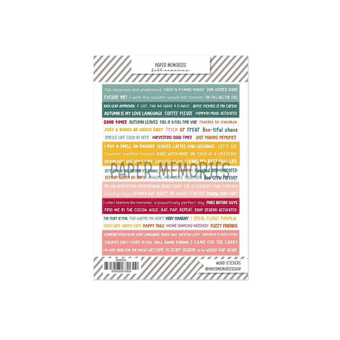Word Stickers Fall Memories