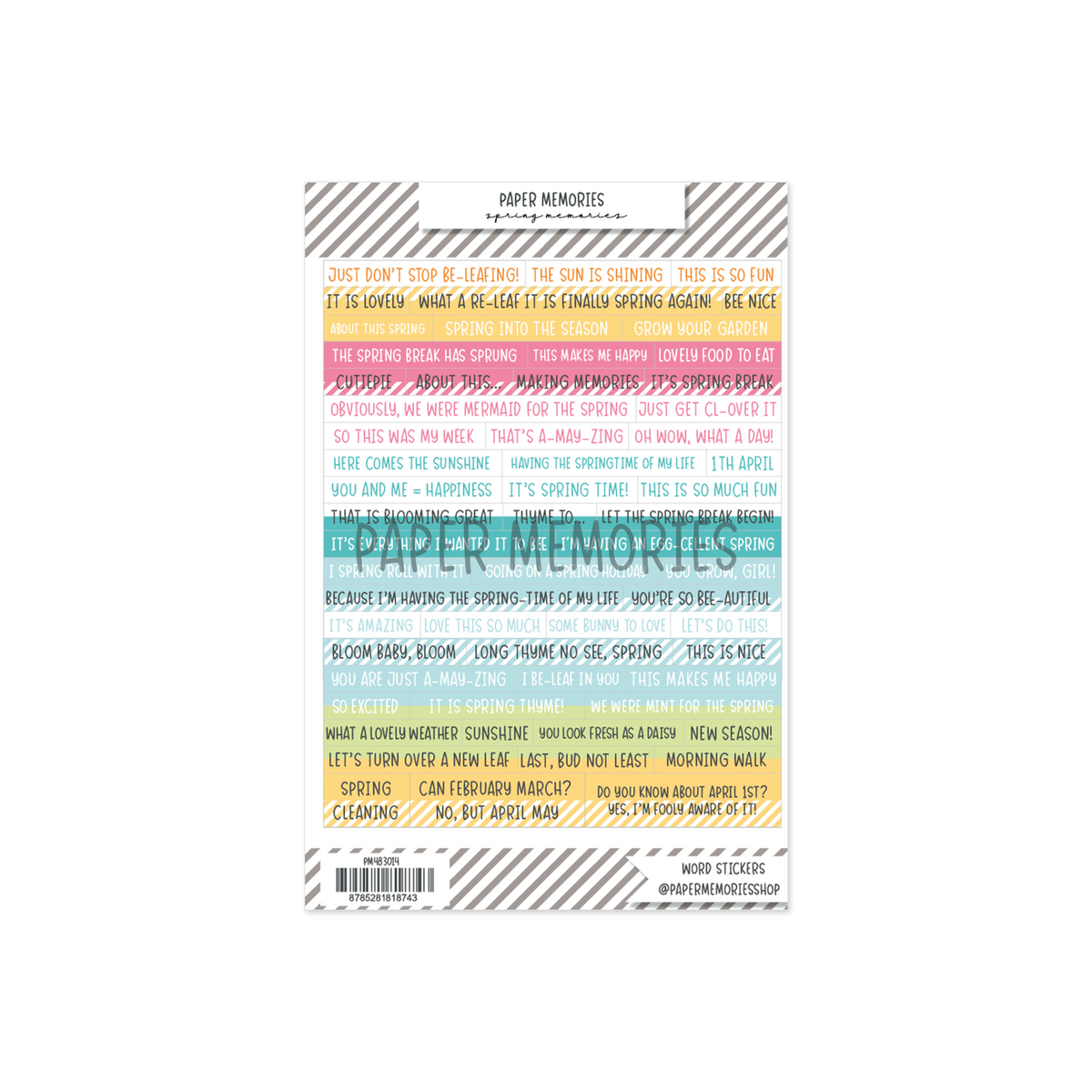 Word Stickers Spring Memories